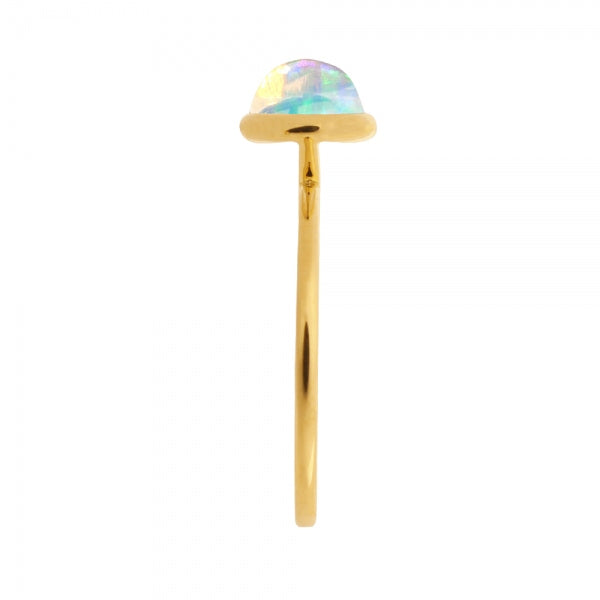 ウォーターオパール K18リング(クレサンベール/1カラットサイズ/オーバル/カボションカット/フクリン/10月誕生石)《WRGW3578》