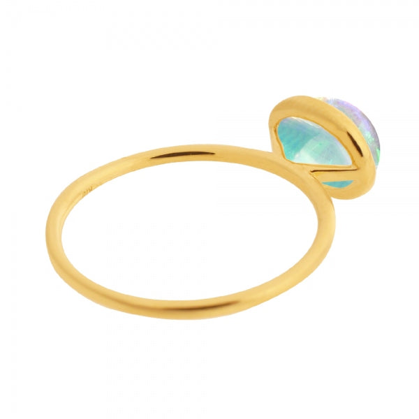 ウォーターオパール K18リング(クレサンベール/1カラットサイズ/オーバル/カボションカット/フクリン/10月誕生石)《WRGW3578》