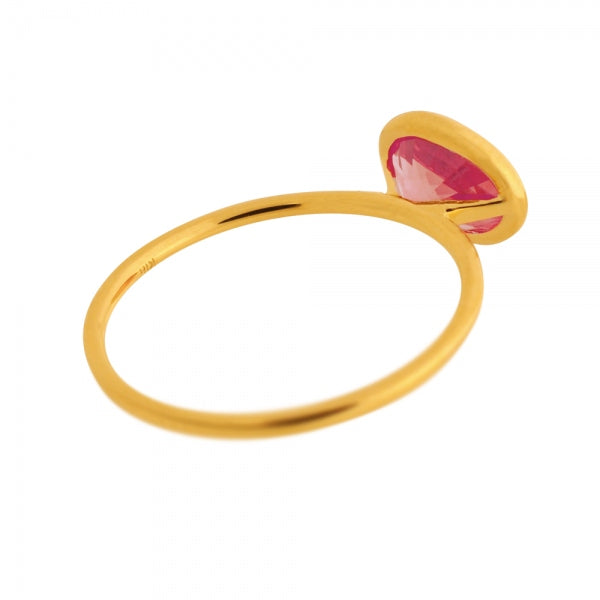 パパラチアサファイア K18リング(クレサンベール/1カラットUP/オーバル/フクリン/9月誕生石)《WRGP3578》