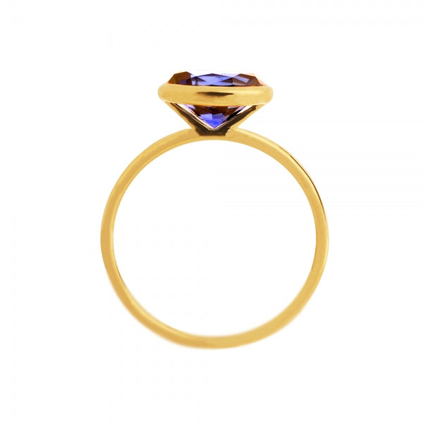 ブルーサファイア/ダイヤモンド K18リング(クレサンベール/1カラットUP/オーバル/フクリン/9月誕生石)《WRGS3578》