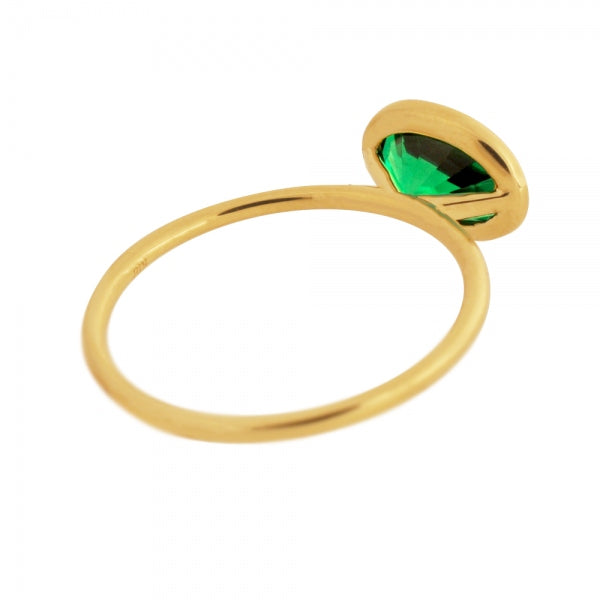 エメラルド K18リング(クレサンベール/1カラットサイズ/オーバル/フクリン/5月誕生石)《WRGE3578》