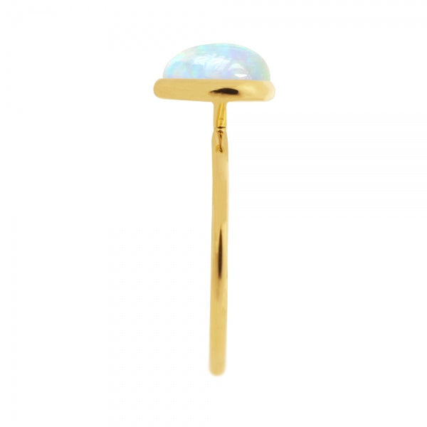 ウォーターオパール K18リング(クレサンベール/1カラットサイズ/ペアシェイプ/カボションカット/フクリン/10月誕生石)《WRGW3577》