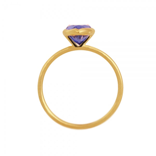 ブルーサファイア K18リング(クレサンベール/1カラットUP/ペアシェイプ/フクリン/9月誕生石)《WRGS3577》