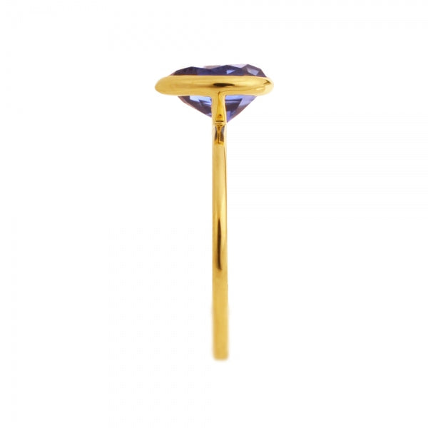 ブルーサファイア K18リング(クレサンベール/1カラットUP/ペアシェイプ/フクリン/9月誕生石)《WRGS3577》