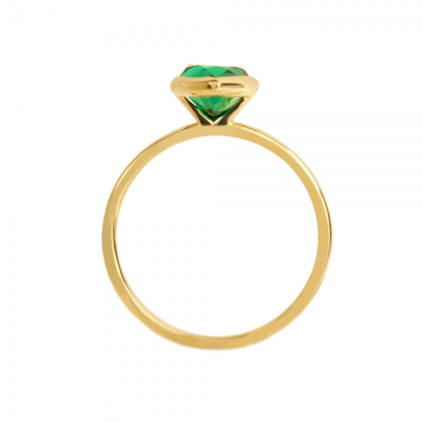 エメラルド K18リング(クレサンベール/1カラットサイズ/ペアシェイプ/フクリン/5月誕生石)《WRGE3577》