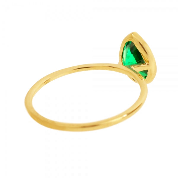 エメラルド K18リング(クレサンベール/1カラットサイズ/ペアシェイプ/フクリン/5月誕生石)《WRGE3577》