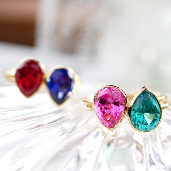 アレキサンドライト K18リング(クレサンベール/1カラットUP/ペアシェイプ/フクリン/6月誕生石)《WRGA3577》