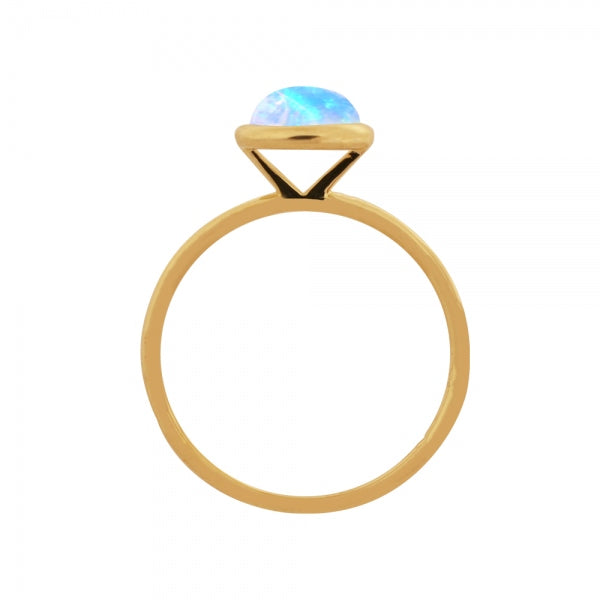 ウォーターオパール K18リング(クレサンベール/1カラットサイズ/カボションカット/フクリン/10月誕生石)《WRGW3580》