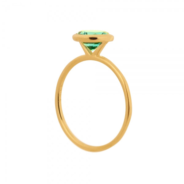 グリーンクリソベリル K18リング(クレサンベール/1カラットUP/フクリン)《WRGV3580》