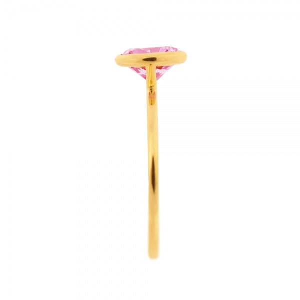 ピンクサファイア K18リング(クレサンベール/1カラットUP/フクリン/9月誕生石)《WRGM3580》