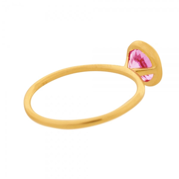 ピンクサファイア K18リング(クレサンベール/1カラットUP/フクリン/9月誕生石)《WRGM3580》