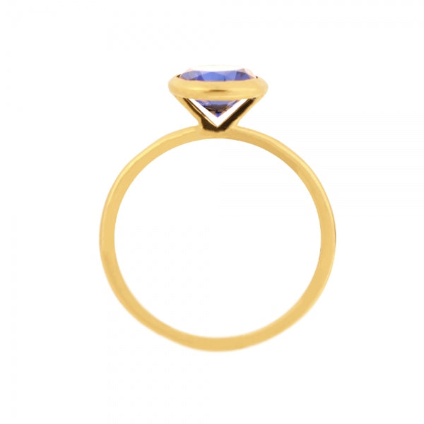 ブルーサファイア K18リング(クレサンベール/1カラットUP/フクリン/9月誕生石)《WRGS3580》