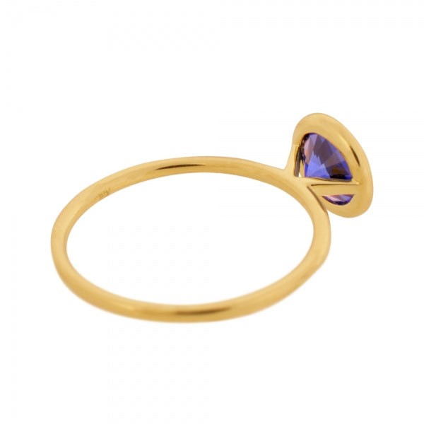 ブルーサファイア K18リング(クレサンベール/1カラットUP/フクリン/9月誕生石)《WRGS3580》