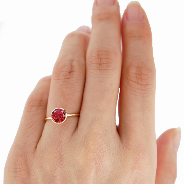 ルビー K18リング(クレサンベール/1カラットUP/フクリン/7月誕生石)《WRGR3580》