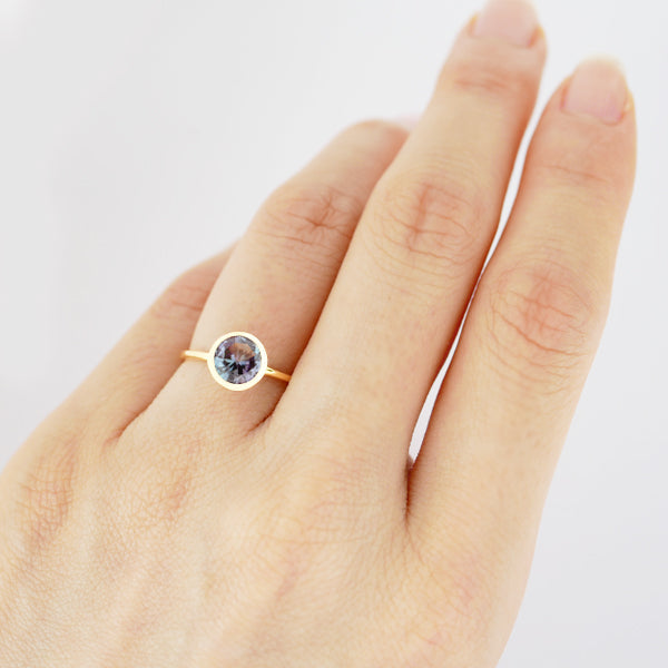 アレキサンドライト K18リング(クレサンベール/1カラットUP/フクリン/6月誕生石)《WRGA3580》