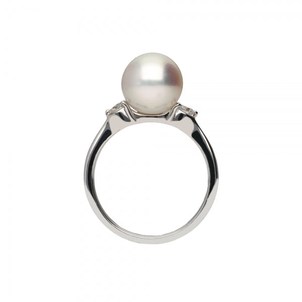 パール/ダイヤモンド プラチナリング(天女/アコヤ真珠/6月誕生石/花珠鑑別鑑定書付き)《JRGQ1807》