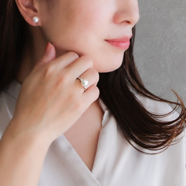 パール/ダイヤモンド プラチナリング(天女/アコヤ真珠/6月誕生石/花珠鑑別鑑定書付き)《JRGQ1807》