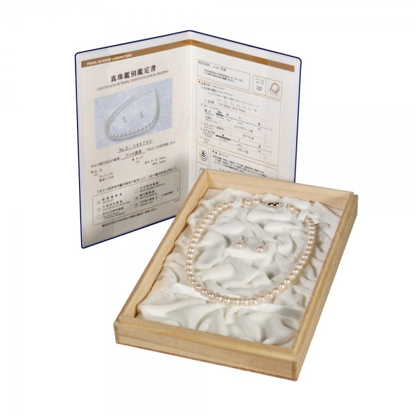 パール シルバー /K14ネックレス/イヤリング(天女/アコヤ真珠/2点セット/6月誕生石/花珠鑑別鑑定書付き)《JACQ1812》