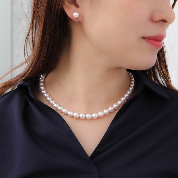 パール シルバー /K14ネックレス/イヤリング(天女/アコヤ真珠/2点セット/6月誕生石/花珠鑑別鑑定書付き)《JACQ1813》