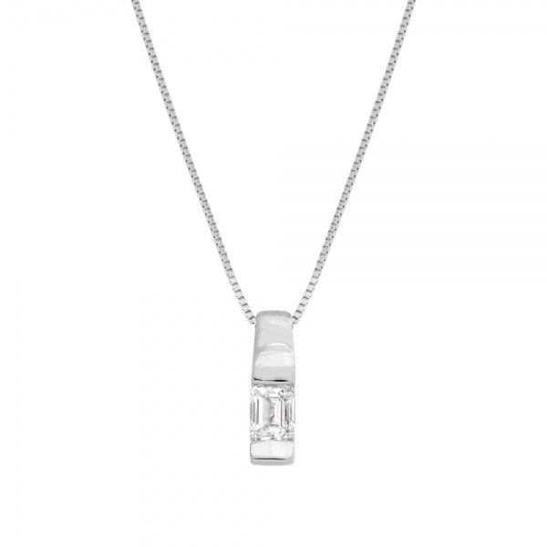 ダイヤモンド プラチナネックレス(0.3カラット/Dカラー/VVS1/エメラルドカット/一粒/タンク/4月誕生石/GIAグレーディングレポート付き)《WPDD3757》