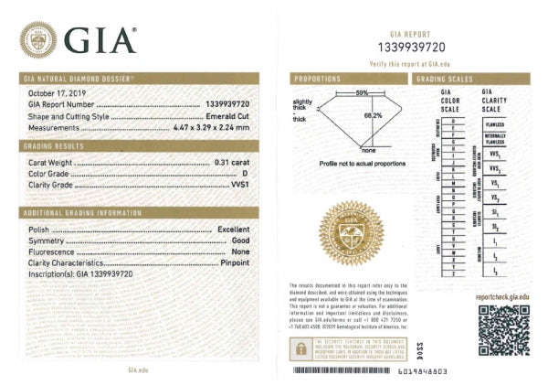 ダイヤモンド K18リング(0.3カラット/Dカラー/VVS1/エメラルドカット/一粒/タンク/4月誕生石/GIAグレーディングレポート付き)《WRGD3756》