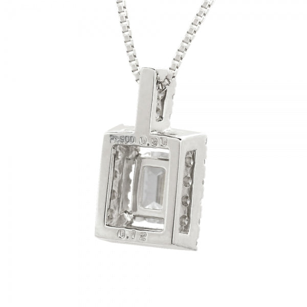 ダイヤモンド プラチナネックレス(0.3カラット/Dカラー/VVS1/エメラルドカット/一粒/取り巻き/4月誕生石/GIAグレーディングレポート付き)《WPDD3753》