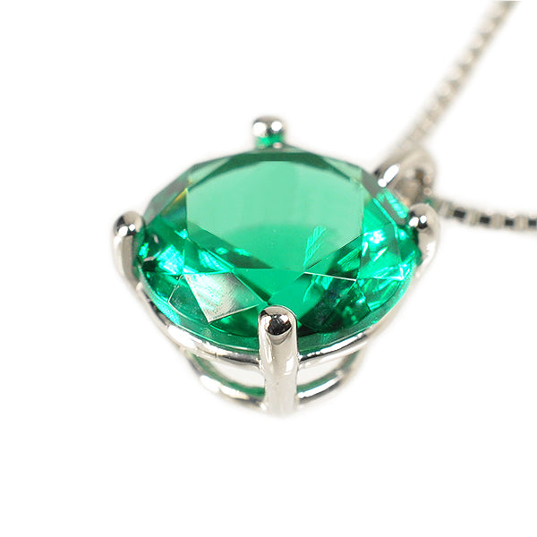 エメラルド プラチナネックレス(クレサンベール/2カラットサイズ/ラウンドブリリアント/5月誕生石)《WPDE2581》