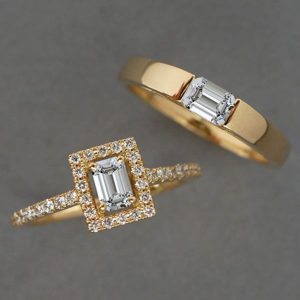 ダイヤモンド K18リング(0.3カラット/Dカラー/VVS1/エメラルドカット/一粒/タンク/4月誕生石/GIAグレーディングレポート付き)《WRGD3756》