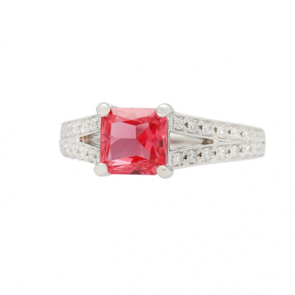 パパラチアサファイア/ダイヤモンド プラチナリング(クレサンベール/プリンセスエメラルド/9月誕生石)《BRGP7650》