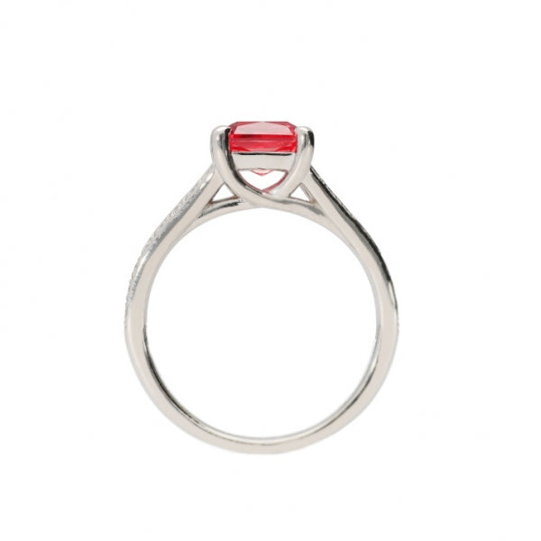 パパラチアサファイア/ダイヤモンド プラチナリング(クレサンベール/プリンセスエメラルド/9月誕生石)《BRGP7650》