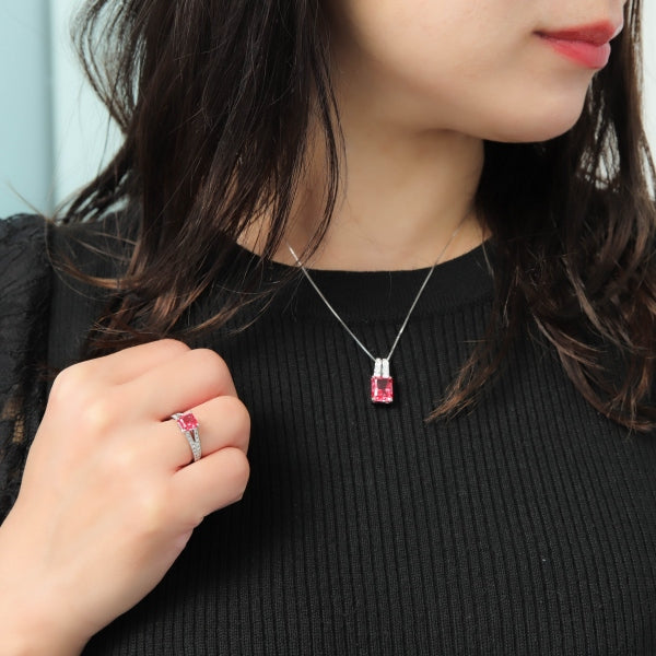 パパラチアサファイア/ダイヤモンド プラチナリング(クレサンベール/プリンセスエメラルド/9月誕生石)《BRGP7650》