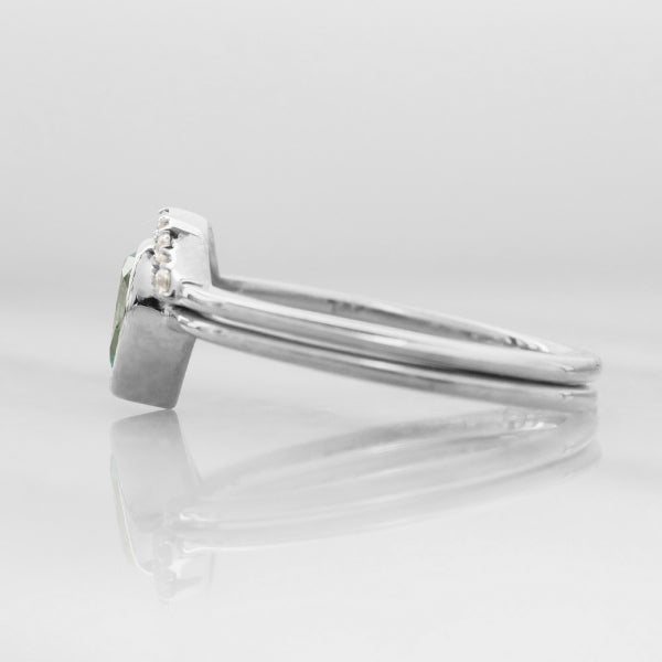 グリーンクリソベリル/キュービックジルコニア K10リング(クレサンベール/ペアシェイプ/モンプレジール/3Way)《WRGV3994》