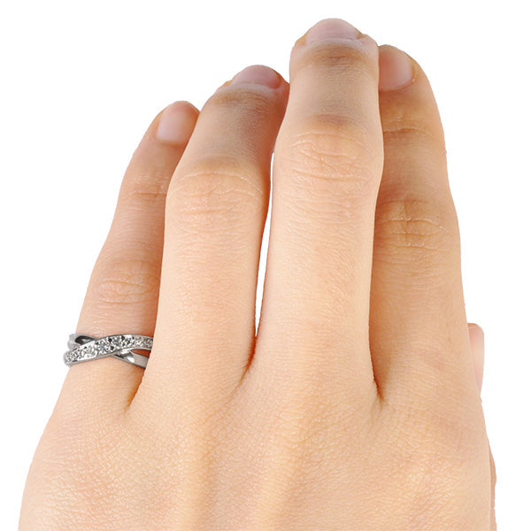 ダイヤモンド PTリング(計0.15カラット/ピンキーリング/クロスモチーフ/4月誕生石)《B03D3141》