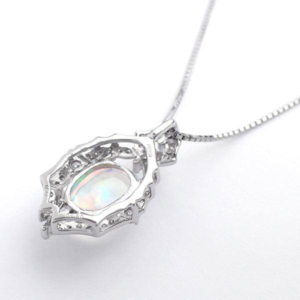 ウォーターオパール/ダイヤモンド プラチナネックレス(クレサンベール/35周年/10月誕生石)《BPDW6931》