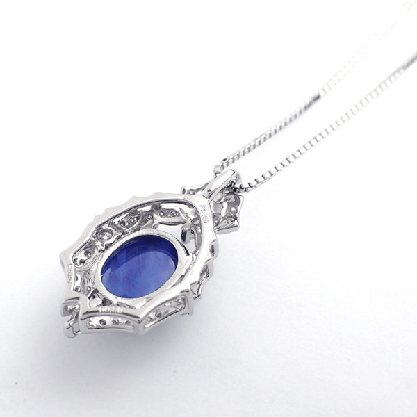 スターサファイア/ダイヤモンド プラチナネックレス(クレサンベール/35周年/9月誕生石)《BPDF6931》