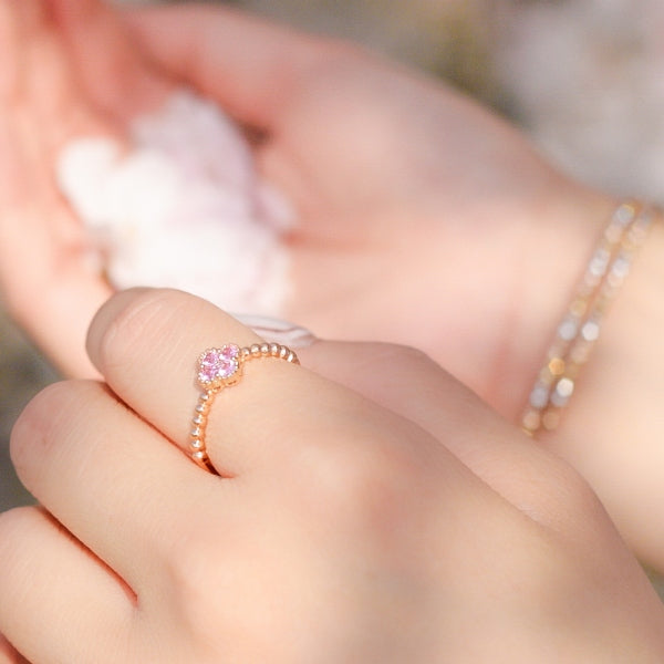 ピンクサファイア/ダイヤモンド K18リング(クレサンベール/9月誕生石)《BRGN9216》