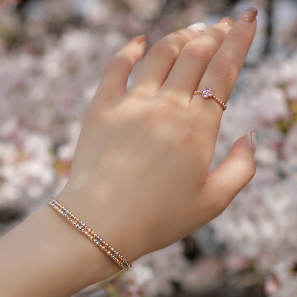 ピンクサファイア/ダイヤモンド K18リング(クレサンベール/9月誕生石)《BRGN9216》