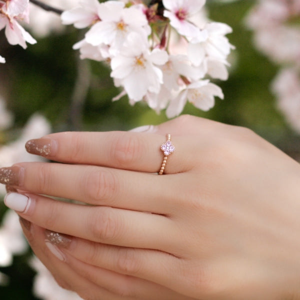 ピンクサファイア/ダイヤモンド K18リング(クレサンベール/9月誕生石)《BRGN9216》