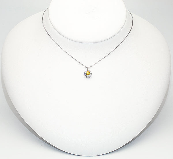 オレンジダイヤモンド/ダイヤモンド プラチナネックレス(0.2カラット/Fancy Vivid Yellow Orange/VS2/取り巻き/4月誕生石/グレーディングレポート付き)《JPDD1570》