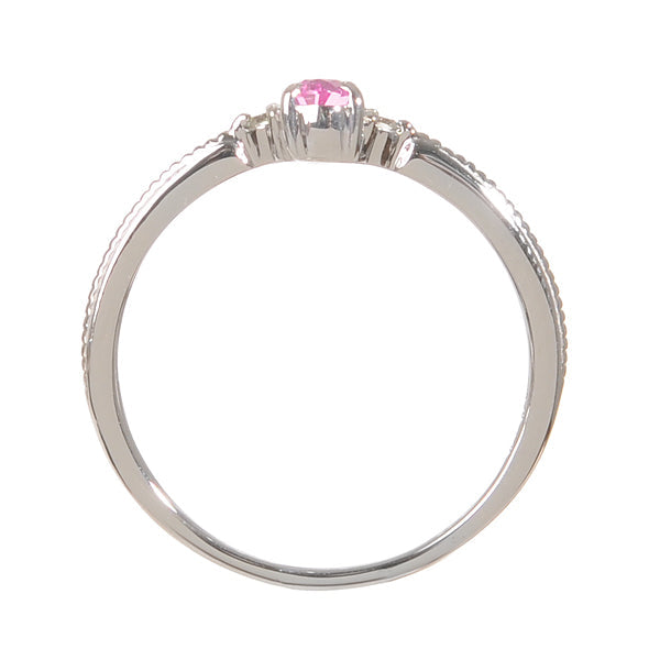 ピンクサファイア/ダイヤモンド K18リング(クレサンベール/ミル打ち/アンティーク風/9月誕生石)《BRGM7620》