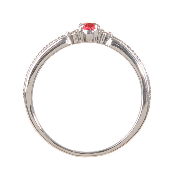 ルビー/ダイヤモンド K18リング(クレサンベール/ミル打ち/アンティーク風/7月誕生石)《BRGR7620》