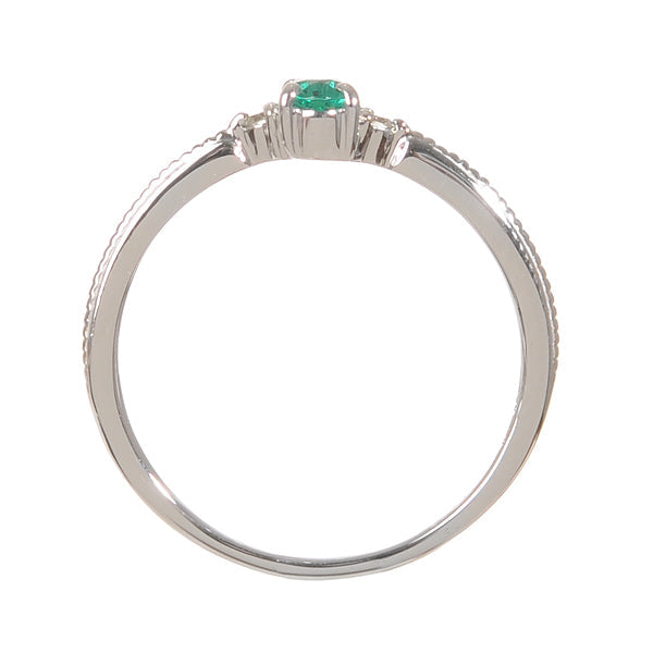 エメラルド/ダイヤモンド K18リング(クレサンベール/ミル打ち/アンティーク風/5月誕生石)《BRGE7620》