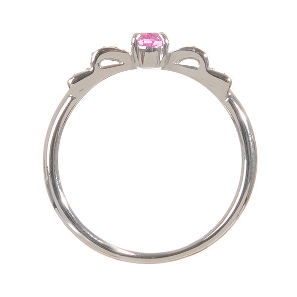 ピンクサファイア/ダイヤモンド K18リング(クレサンベール/オーバル/リボンモチーフ/9月誕生石)《BRGM7625》