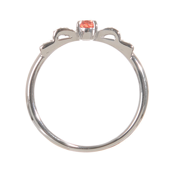 パパラチアサファイア/ダイヤモンド K18リング(クレサンベール/オーバル/リボンモチーフ/9月誕生石)《BRGP7625》