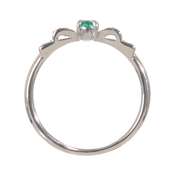 エメラルド/ダイヤモンド K18リング(クレサンベール/オーバル/リボンモチーフ/5月誕生石)《BRGE7625》