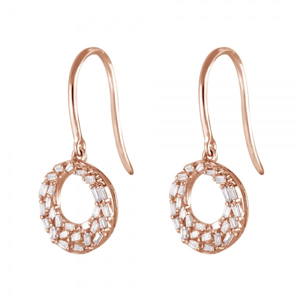 ダイヤモンド K18ピアス(計0.24カラット/テーパーバケット/パヴェ/フック/サークル/4月誕生石)《WEPD3525》