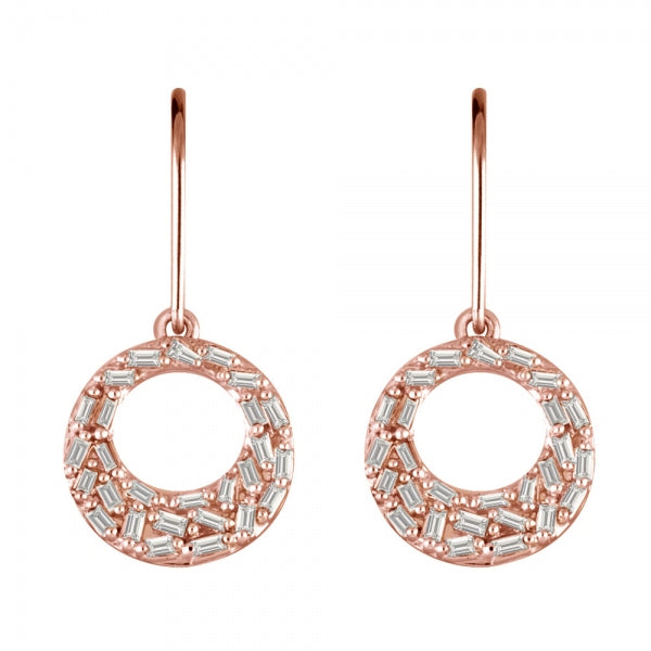 ダイヤモンド K18ピアス(計0.24カラット/テーパーバケット/パヴェ/フック/サークル/4月誕生石)《WEPD3525》