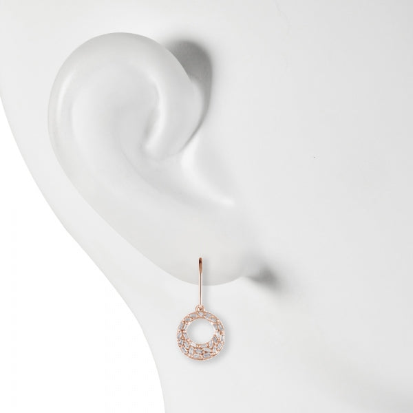 ダイヤモンド K18ピアス(計0.24カラット/テーパーバケット/パヴェ/フック/サークル/4月誕生石)《WEPD3525》