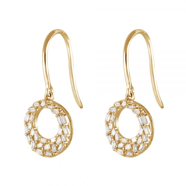 ダイヤモンド K18ピアス(計0.24カラット/テーパーバケット/パヴェ/フック/サークル/4月誕生石)《WEPD3524》