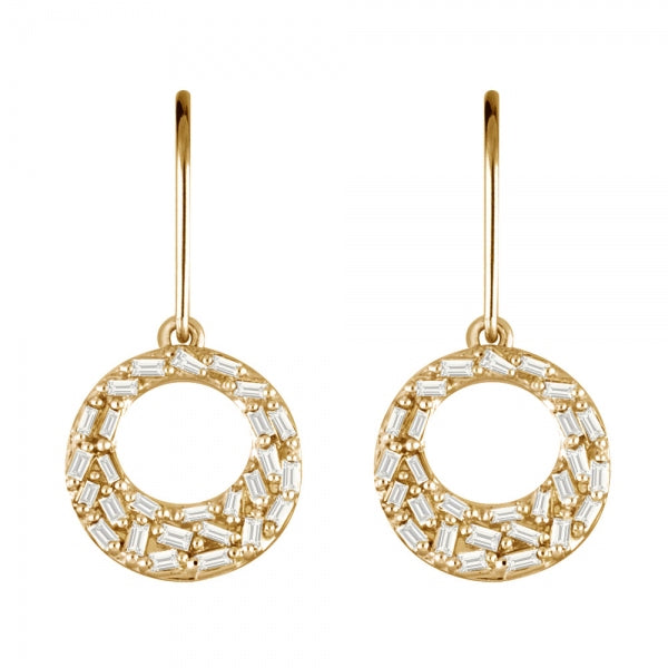 ダイヤモンド K18ピアス(計0.24カラット/テーパーバケット/パヴェ/フック/サークル/4月誕生石)《WEPD3524》